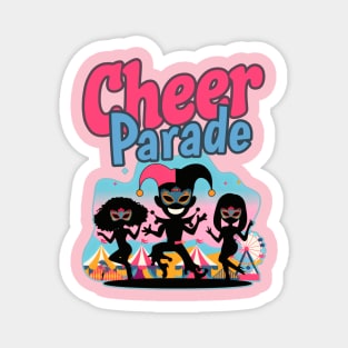 Cheer Parade Where Joyful Masks Dance Free Magnet