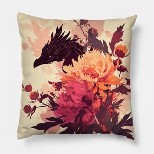 Dragon hiding in the flowers Pillow