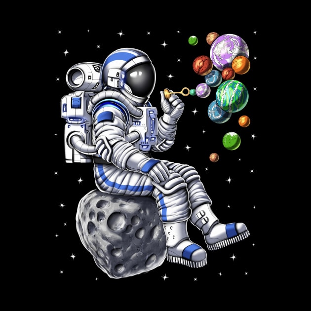 Astronaut Blowing Bubbles by underheaven