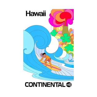 1969 HAWAII Continental Airlines Travel Poster T-Shirt