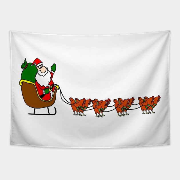 Santa with Chicken Reindeer Tapestry by imphavok