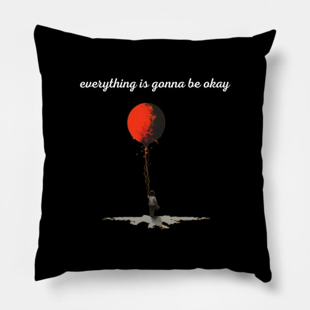 Everything is gonna be okay, red ballon Pillow by Pattyld