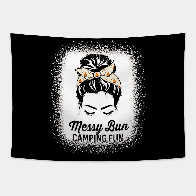 Messy Bun Camping Fun Camper Bandana Campfire Tapestry by RadStar