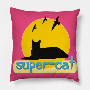 super cat funny t-shirt Pillow