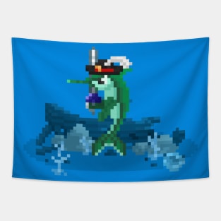 Pixel Art SwordFish Tapestry