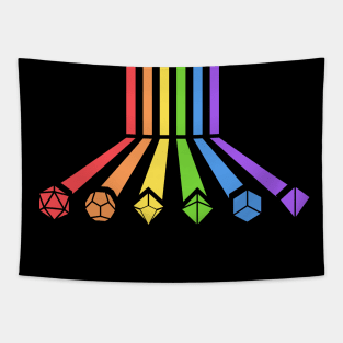 Rainbow Polyhedral Dice Set Retro Vibe Tapestry