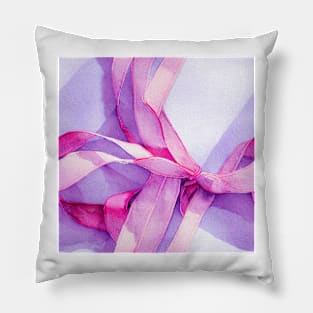 Watercolor purple bow purple ribbon Pillow