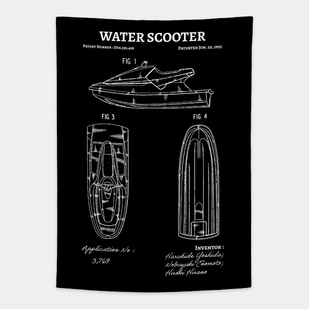 Water Scooter Patent / water scooter gift idea Tapestry by Anodyle