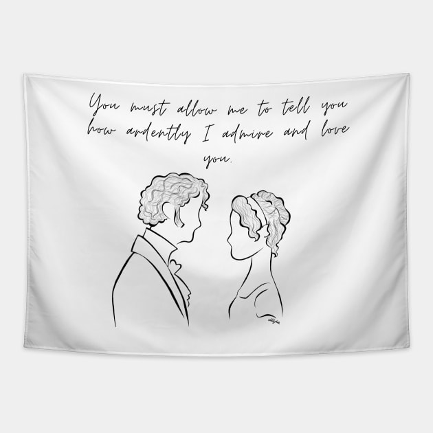 how ardently I admire and love you quote Elizabeth and Mr Darcy Tapestry by OddityArts