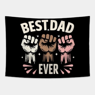 Best Dad Ever With Gifts Fathers Day Dad kids boy girl and woman Tapestry