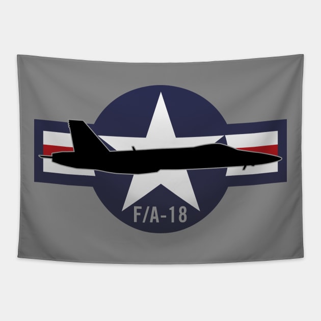 F/A-18 Super Hornet Military Fighter Jet Aircraft Tapestry by hobrath