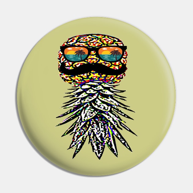 Upside Down Pineapple Summer Mustache Pin by musicanytime