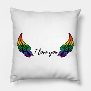 i love you rainbow wings castiel Pillow