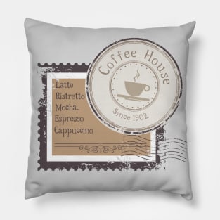 Vintage Coffee house stamp design Pillow