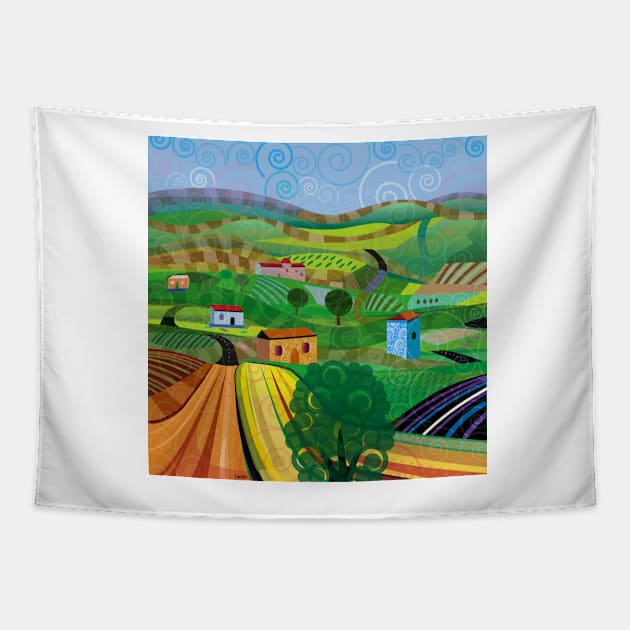 Santa Barbara Wine and Cheese (square) Tapestry by charker