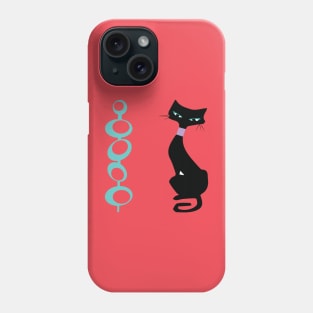 Black Cat in Atomic Age Style Phone Case