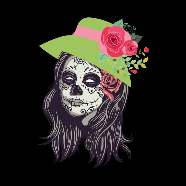 Sugar Skull Beauty Day of The Dead Girl gift by GillTee