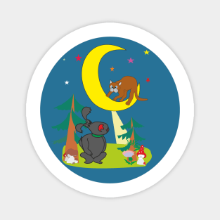 Cat and Dog in the forest Magnet