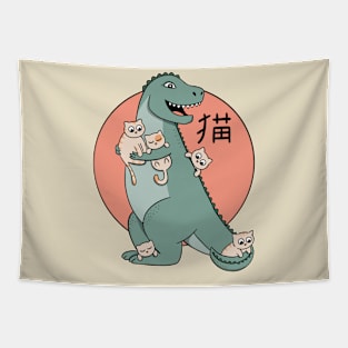 Dinosaur and cats Tapestry