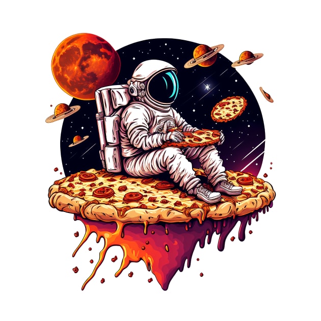 Astronaut in space eating pizza by ramith-concept