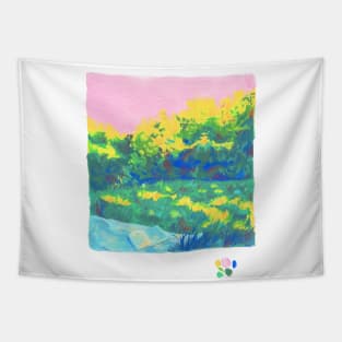 pink sky pastel aesthetic reading picnic Tapestry