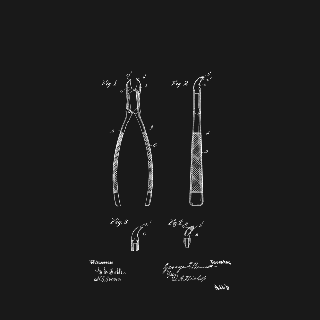 dental forceps Vintage Patent Hand Drawing by TheYoungDesigns