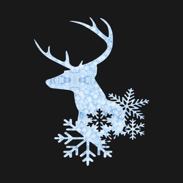 Ice Blue Christmas Deer With Snowflakes by Atteestude