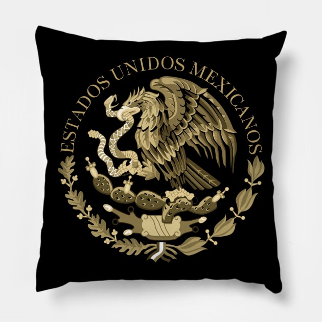 Mexico flag seal in sepia Pillow by Sterling