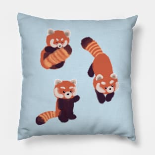 Three cute red pandas Pillow