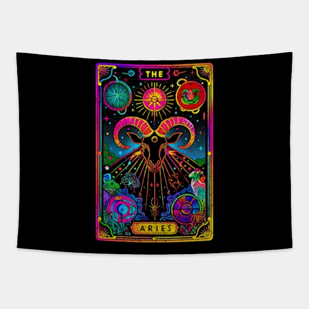 The Aries Tarot Card Ram Zodiac Sign Astrology Birthday Tapestry by Lavender Celeste