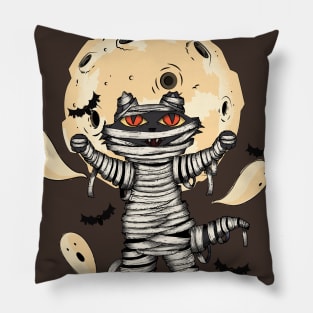 Mummy Cat and Ghosts Pillow