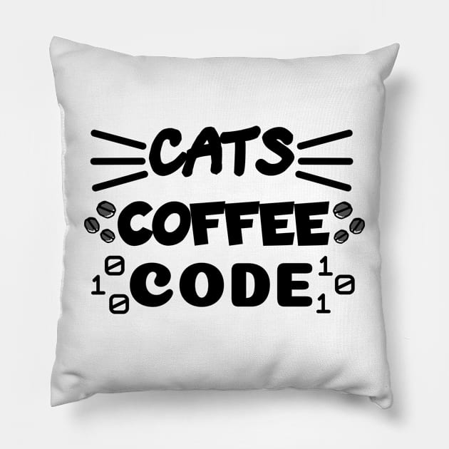 Cats Coffee Code | The 3 Best Things in the World Pillow by aRtVerse