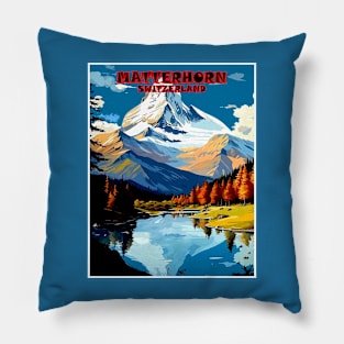 Matterhorn Mountain Switzerland Travel and Tourism Advertising Print Pillow