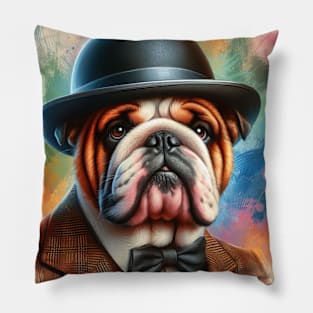 English Bulldog Splash Art Pillow