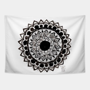 Black and white wacky mandala Tapestry