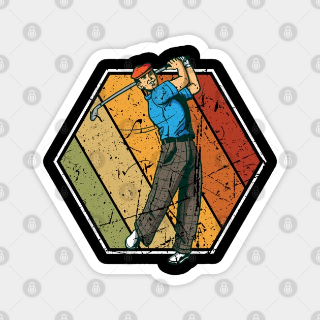 Golfer Retro Vintage Logo Golf Swing used Grunge Magnet by Shirtbubble