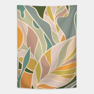 Abstract Botanical Mid century Modern Tapestry