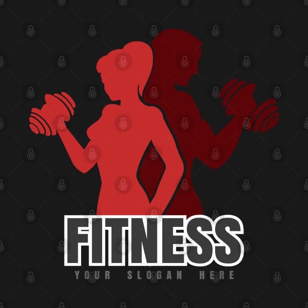 Fitness Emblem with Silhouettes of Athletic Man and Woman by devaleta