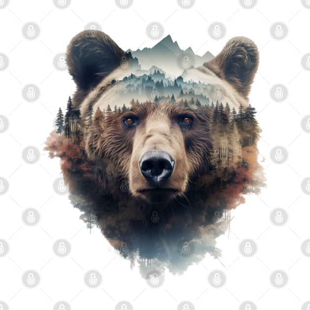 Double Exposure Grizzly by The Art Mage