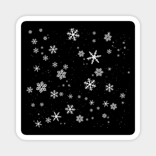 Black and White Snowflakes Winter Pattern Magnet