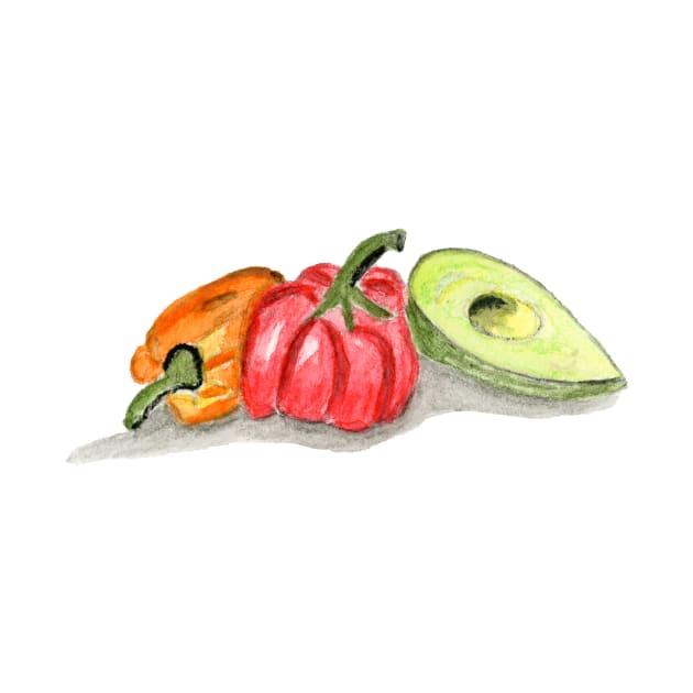 Peppers Painting,  Watercolor peppers, Vegetables Painting Art, Kitchen Wall Art by EugeniaAlvarez