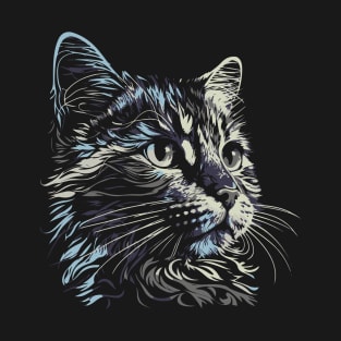 Cute face cat with dark design for cats lovers T-Shirt