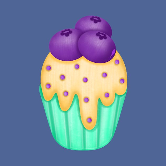 Cute blueberries cupcake 🫐. by Onanong art design shop.