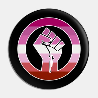 Black Lives Matter Fist Circled LGBTQ Flag Lipstick Lesbian Pin