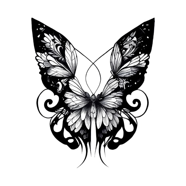 Butterfly Wild Animal Nature Illustration Art Tattoo by Cubebox