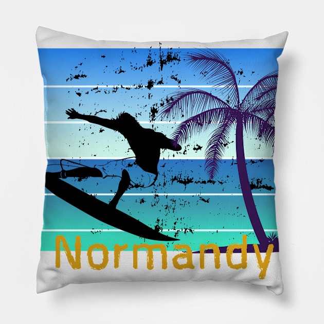Normandy - the surfing destination in France Pillow by ArtDesignDE