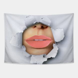 Marrone Lips Ripped Tapestry