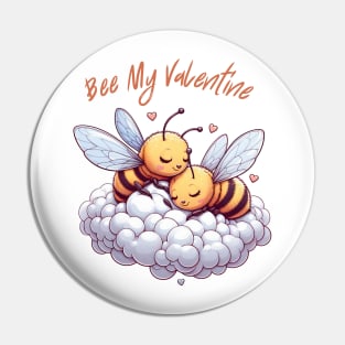 couple of bees embracing on a cloud, Bee My Valentine Pin