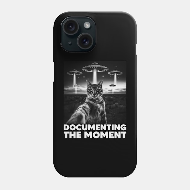 Selfie of Cat And Aliens UFO, Documenting The Moment, Funny Cat Phone Case by Megadorim