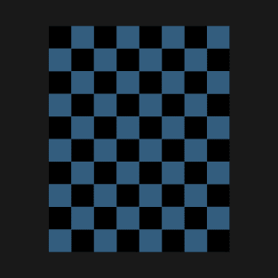 Pacific Blue and Black Chessboard Pattern T-Shirt